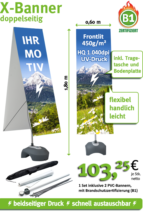 Outdoor X-Banner Ihr Individuelles X-Banner doppelseitig bedruckt