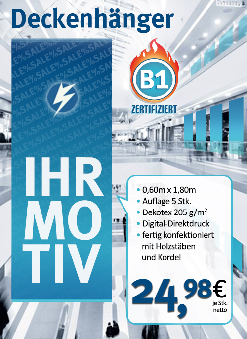 Hissfahnen mit Hohlsaumausleger Blickfang Deckenhänger ab 24,98€