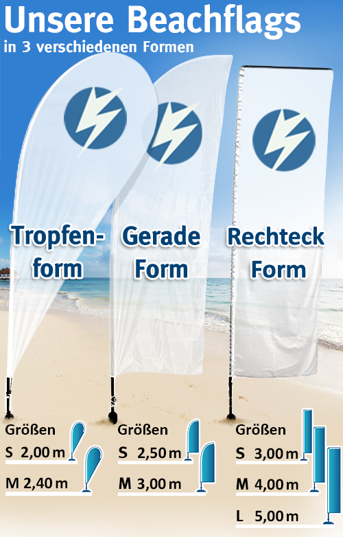 Unsere Beachflag-Formen Unsere Beachflag-Formen