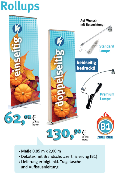 Rollups aus Dekotex B1 Rollups aus Dekotex B1